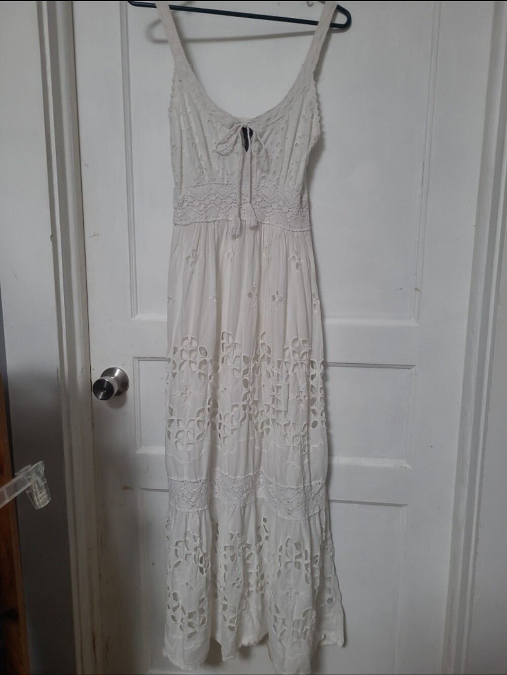 Me 2 Magic White Eyelet Maxi Crochet Dress Small
